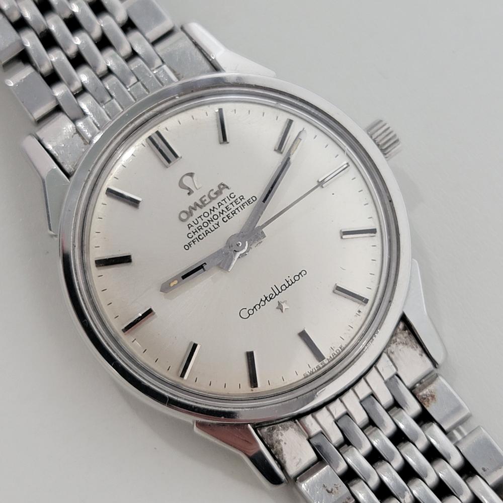 Mens Omega Constellation 34mm Automatic Stainless Steel 1960s Vintage RA403 In Excellent Condition In Beverly Hills, CA