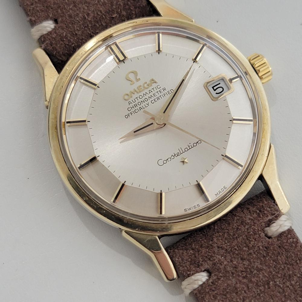 Omega Constellation Uomo Ref 166 052 Oro 18k Data Automatica 1960s Swiss RA404B In condizioni ottime a Beverly Hills, CA
