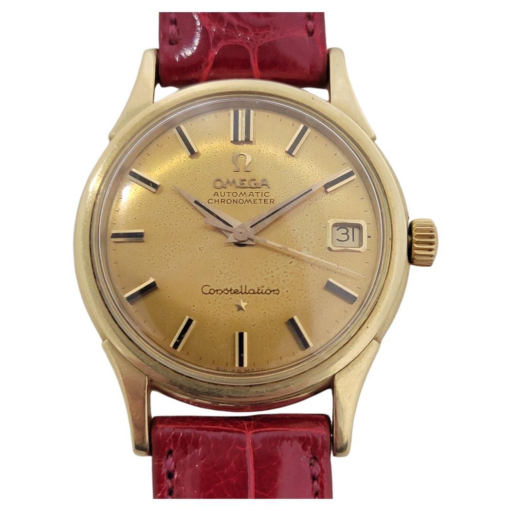 Omega constellation automatic chronometer 18k gold mens watch on sale