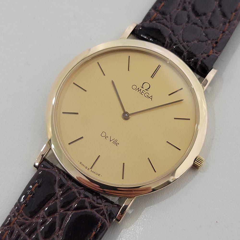 Men's Mens Omega DeVille Ultra Thin 18k Gold Capped Quartz Dress Watch 1980s NA124