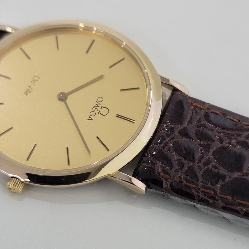Mens Omega DeVille Ultra Thin 18k Gold Capped Quartz Dress Watch 1980s NA124 2