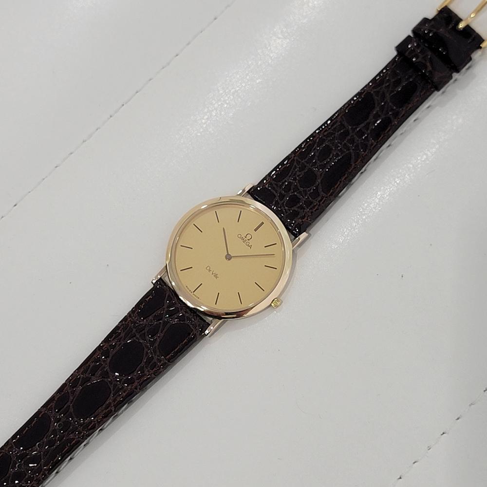 Mens Omega DeVille Ultra Thin 18k Gold Capped Quartz Dress Watch 1980s NA124 3