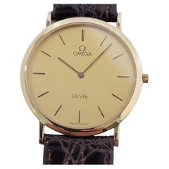 Mens Omega DeVille Ultra Thin 18k Gold Capped Quartz Dress Watch 1980s NA124
