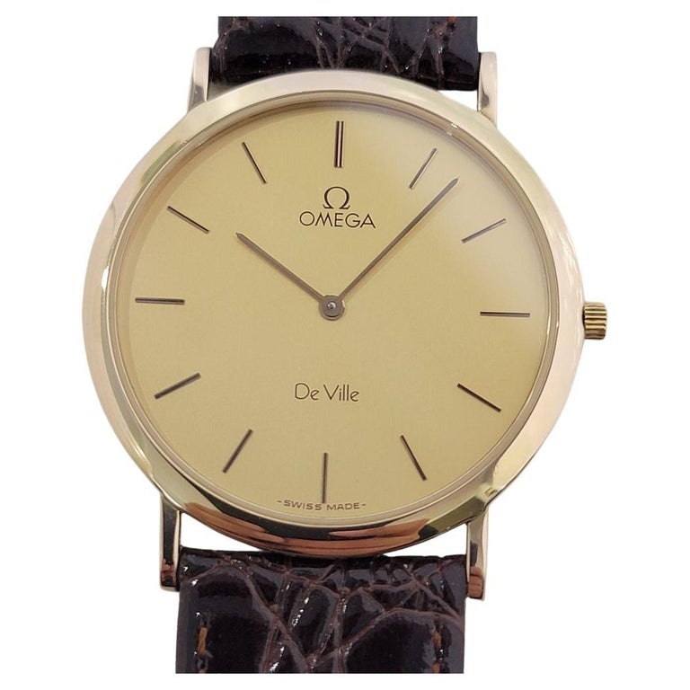 Mens Omega DeVille Ultra Thin 18k Gold Capped Quartz Dress Watch 1980s  NA124 at 1stDibs
