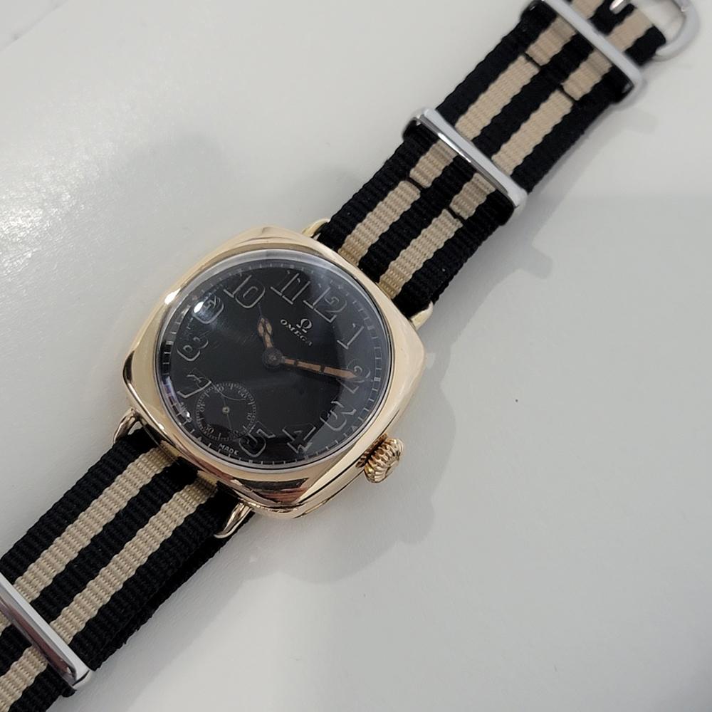 Herren Omega Military Trench-Uhr 14k Roségold mit Handaufzug 1930er Jahre JM20 im Zustand „Hervorragend“ in Beverly Hills, CA