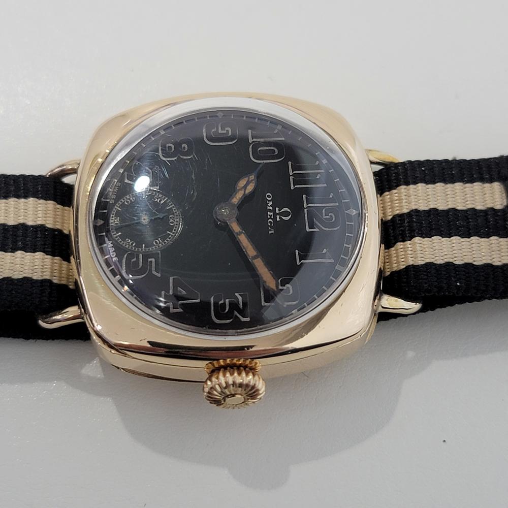 Herren Omega Military Trench-Uhr 14k Roségold mit Handaufzug 1930er Jahre JM20 1