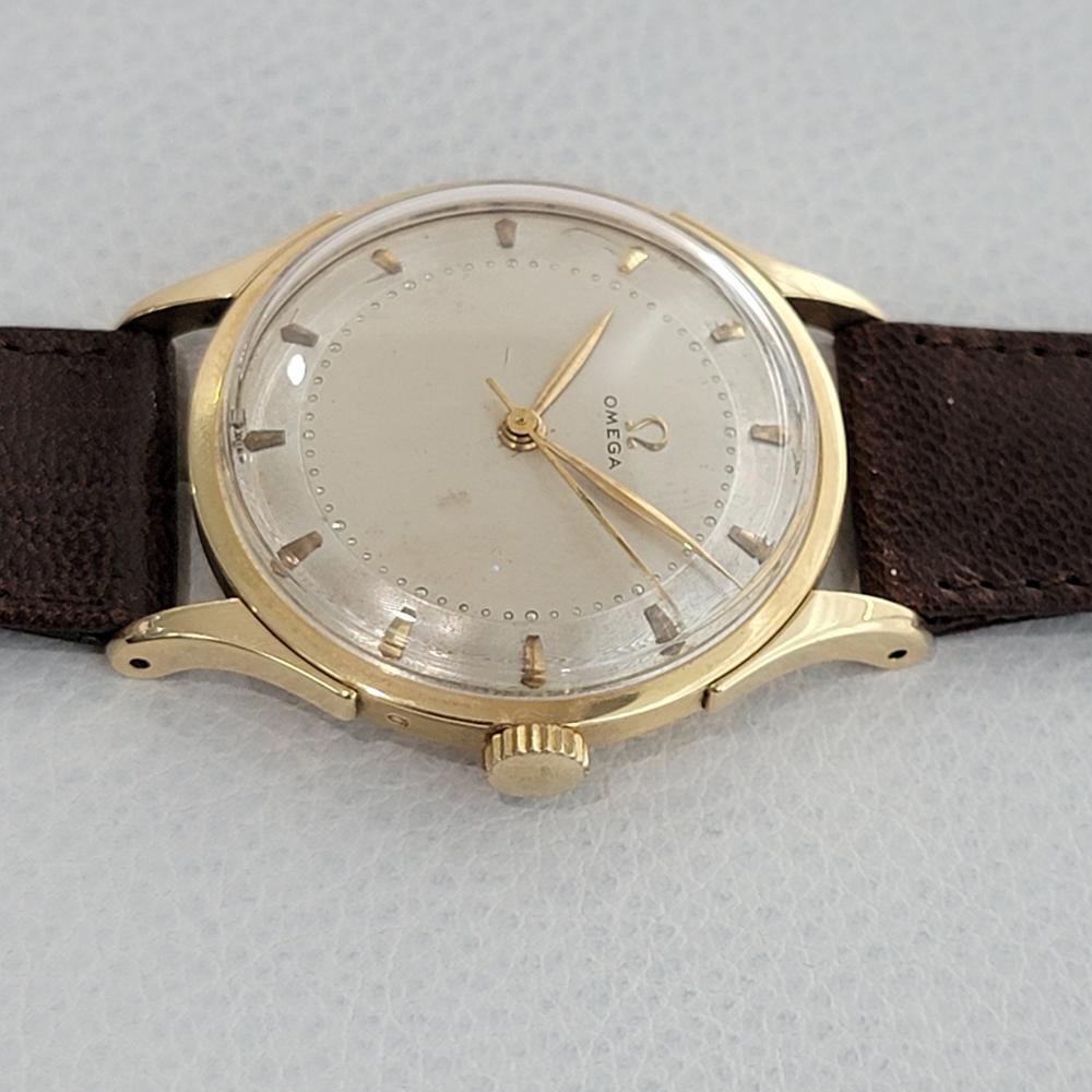Mens Omega Ref 14191 14k Solid Gold Manual Wind 1940s Vintage Swiss JM12 In Excellent Condition For Sale In Beverly Hills, CA