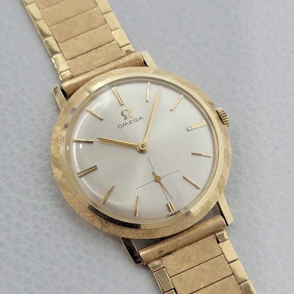 Mens Omega Ref 6597 14k Gold Manual Wind 1960s All Original Swiss Vintage JM19 In Excellent Condition In Beverly Hills, CA