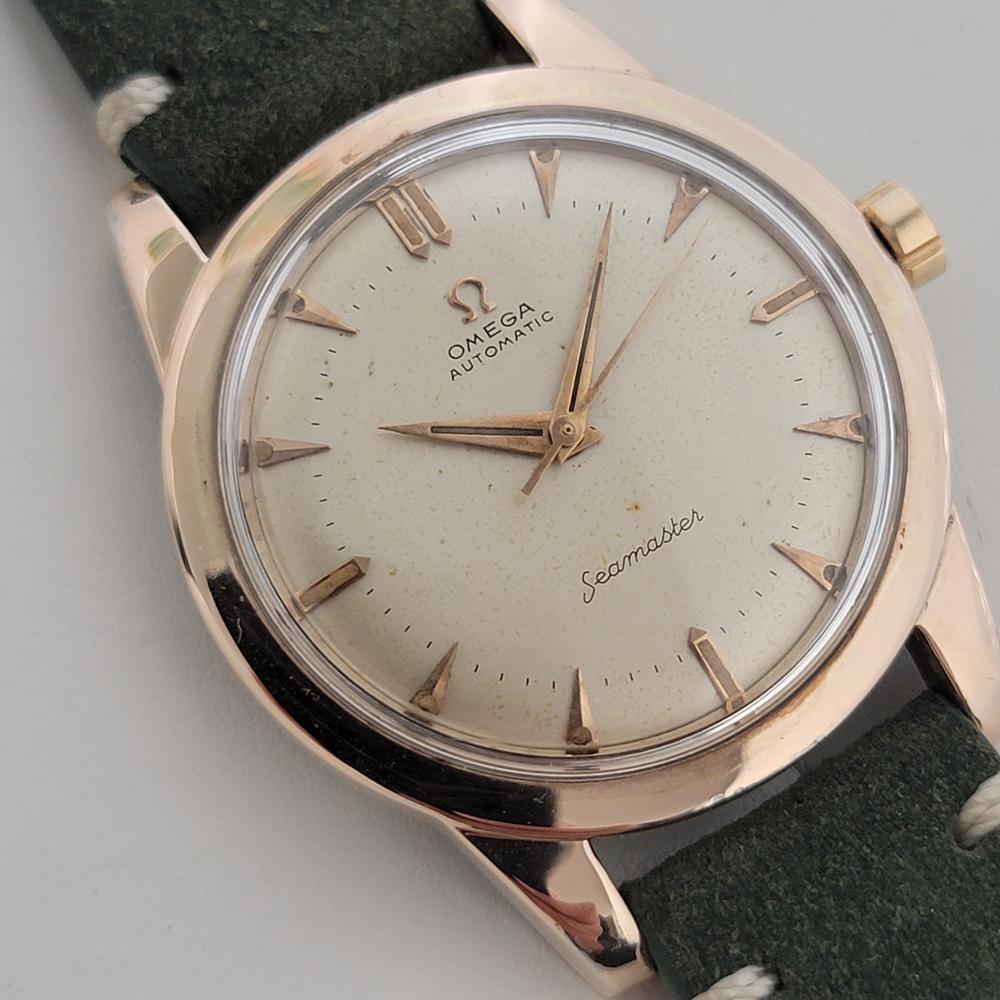 Mens Omega Seamaster 2494 37mm Rose Gold Capped Bumper Automatic 1950s NA116 In Excellent Condition For Sale In Beverly Hills, CA