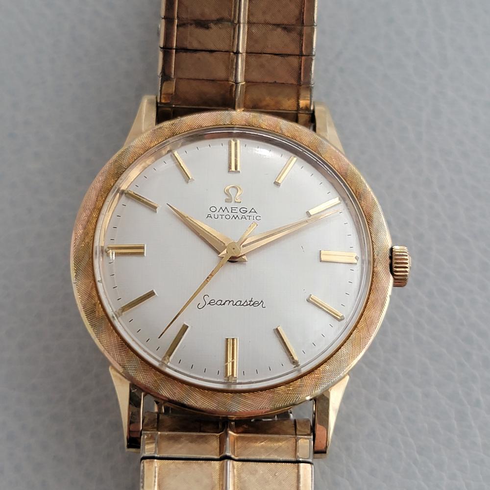 Timeless classic, Men's Omega Seamaster gold-capped automatic dress watch, c.1960s, all original. Verified authentic by a master watchmaker. Gorgeous Omega signed dial, applied indice hour markers, gold minute and hour hands, sweeping central second
