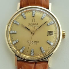 Mens Omega Seamaster Deville 34mm 14k Gold Diamond Dial Automatic 1970s RA437