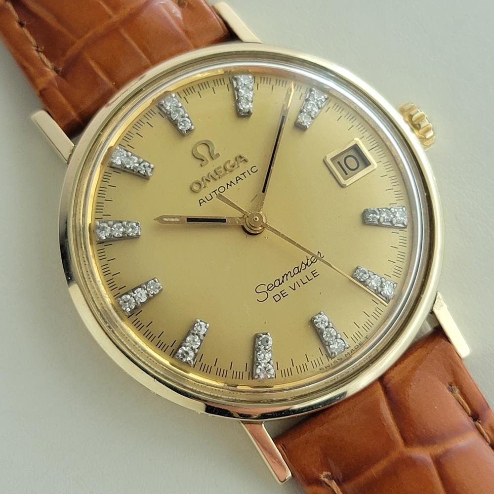 Herren Omega Seamaster Deville 34mm 14k Gold Diamant Zifferblatt Automatik 1970er Jahre RA437 im Zustand „Hervorragend“ in Beverly Hills, CA