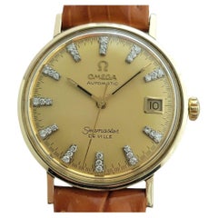 Herren Omega Seamaster Deville 34mm 14k Gold Diamant Zifferblatt Automatik 1970er Jahre RA437