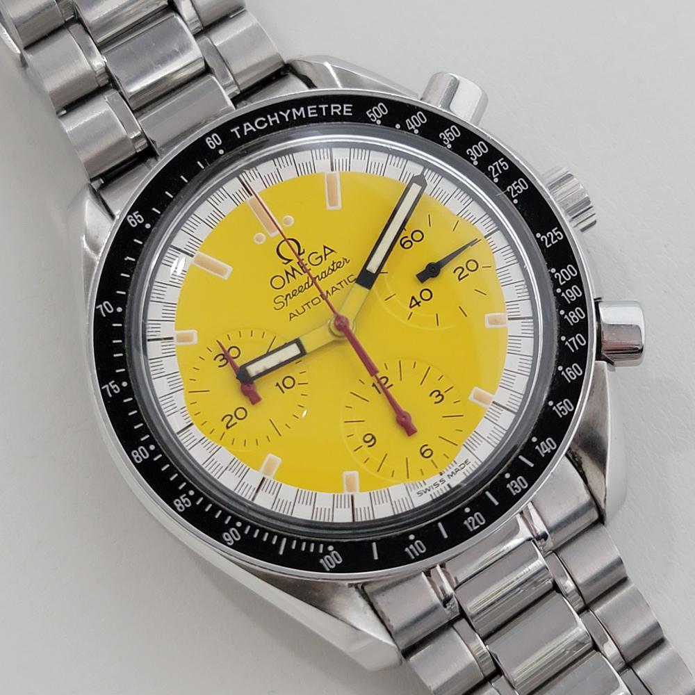 Mens Omega Speedmaster 351012 39mm Schumacher Automatic 1990s All Original RA383 In Excellent Condition For Sale In Beverly Hills, CA
