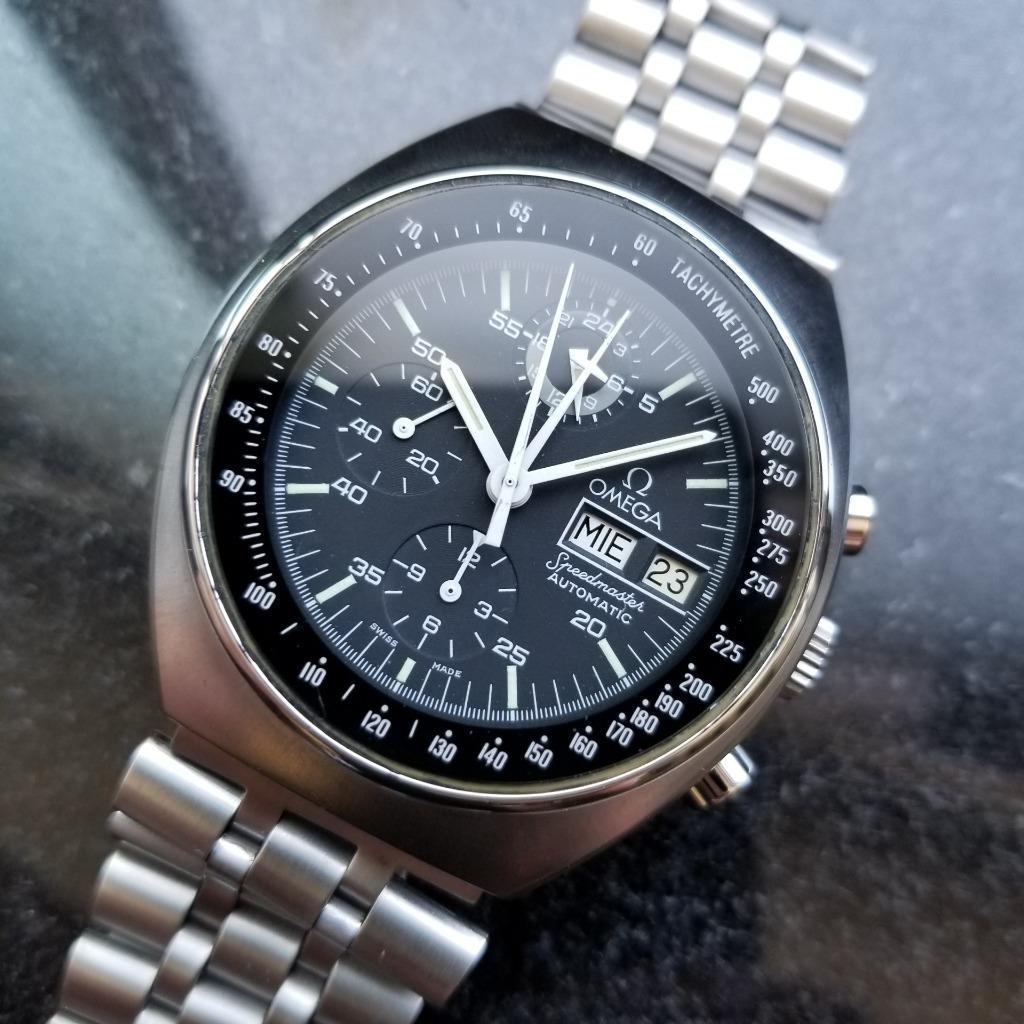 Mens Omega Speedmaster Mark 4.5 Chronograph Automatic 1980s Swiss LV289 In Excellent Condition In Beverly Hills, CA