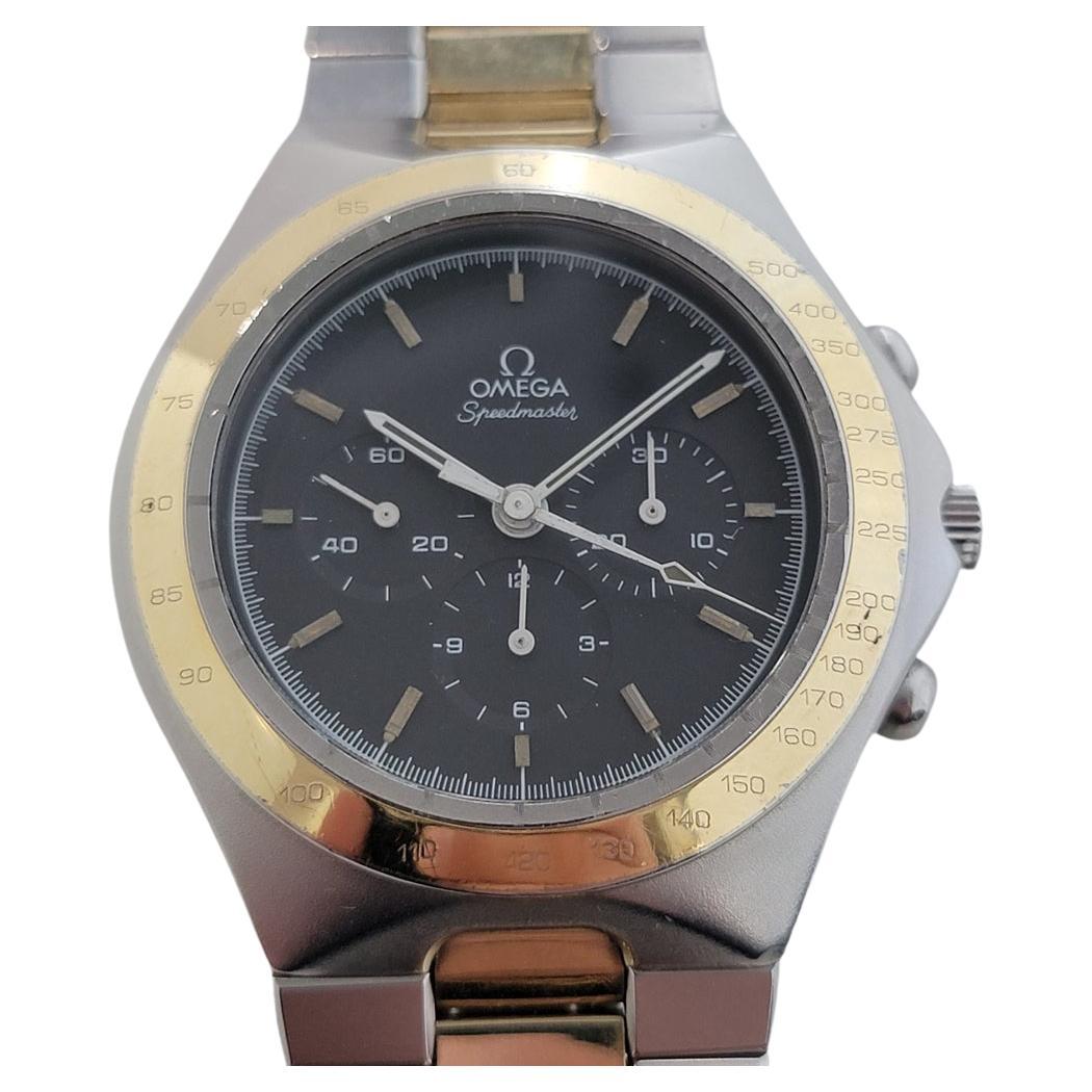 Omega Speedmaster Montre chronographe à remontage manuel Teutonic 14k SS pour hommes, années 1980 JM9 en vente