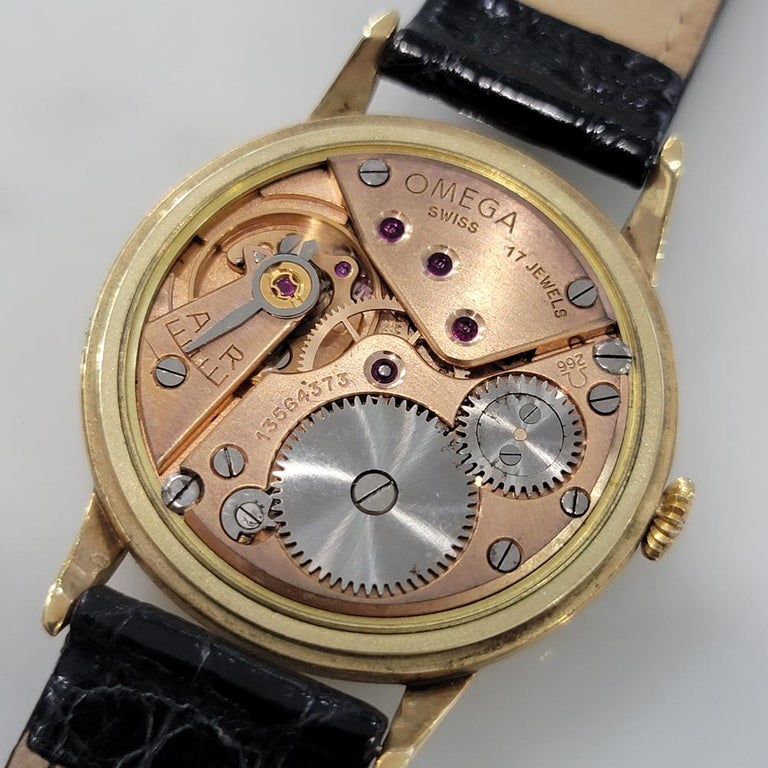 Mens Omega Tresor Ref 2684 14k Gold Manual Wind Dress Watch 1950s JM13