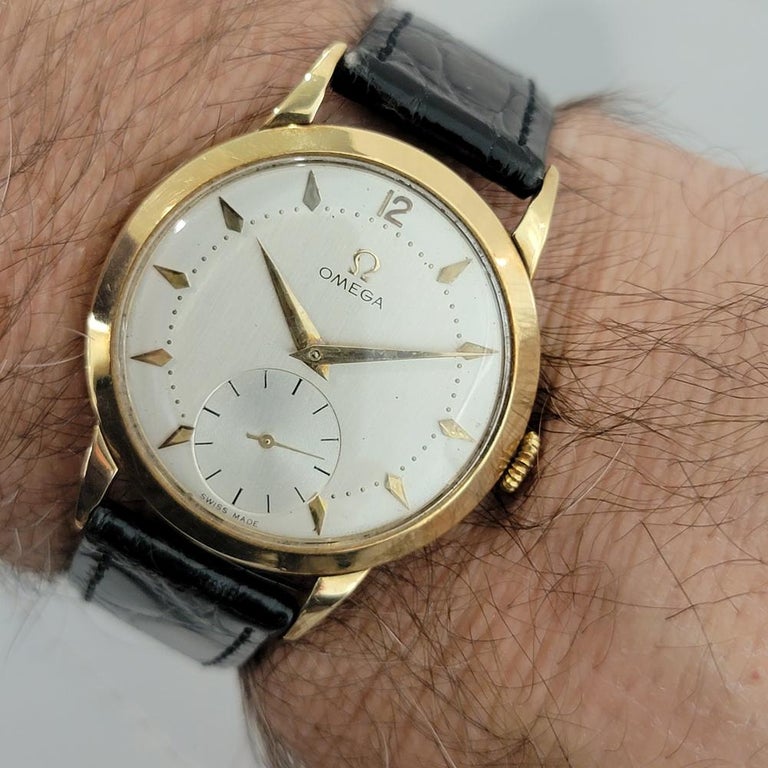 Mens Omega Tresor Ref 2684 14k Gold Manual Wind Dress Watch 1950s JM13