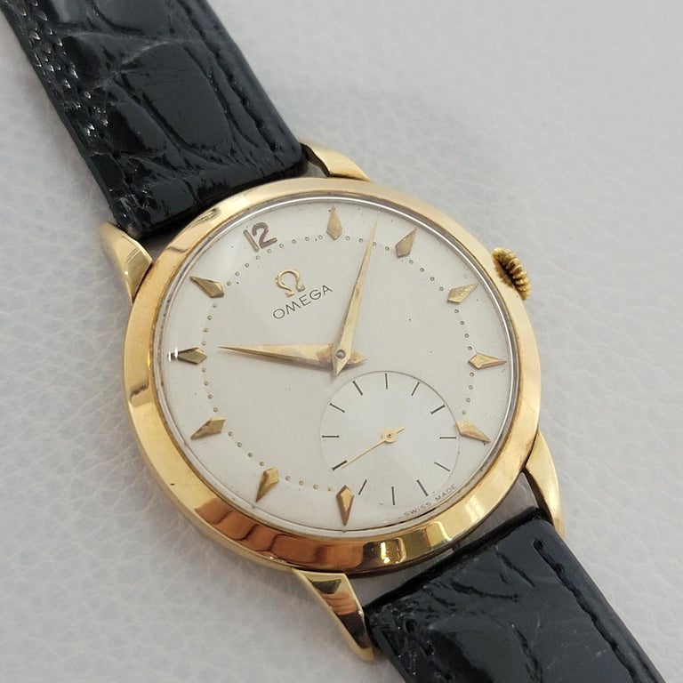 Mens Omega Tresor Ref 2684 14k Gold Manual Wind Dress Watch 1950s JM13