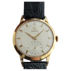 Mens Omega Tresor Ref 2684 14k Gold Manual Wind Dress Watch 1950s JM13