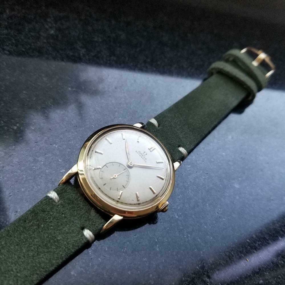 Retro Men's Omega Vintage 18 Karat Solid Gold Bumper Automatic 17J, Swiss LV524GRN