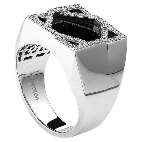 Men's Onyx Diamond Gold Ring