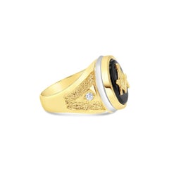 Men's Onyx Free Masonic Square Compass Symbol Ring