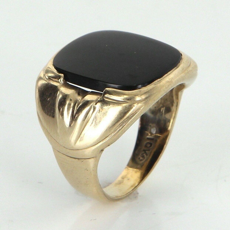 Men’s Onyx Ring Vintage 10 Karat Gold Estate Fine Jewelry Pre