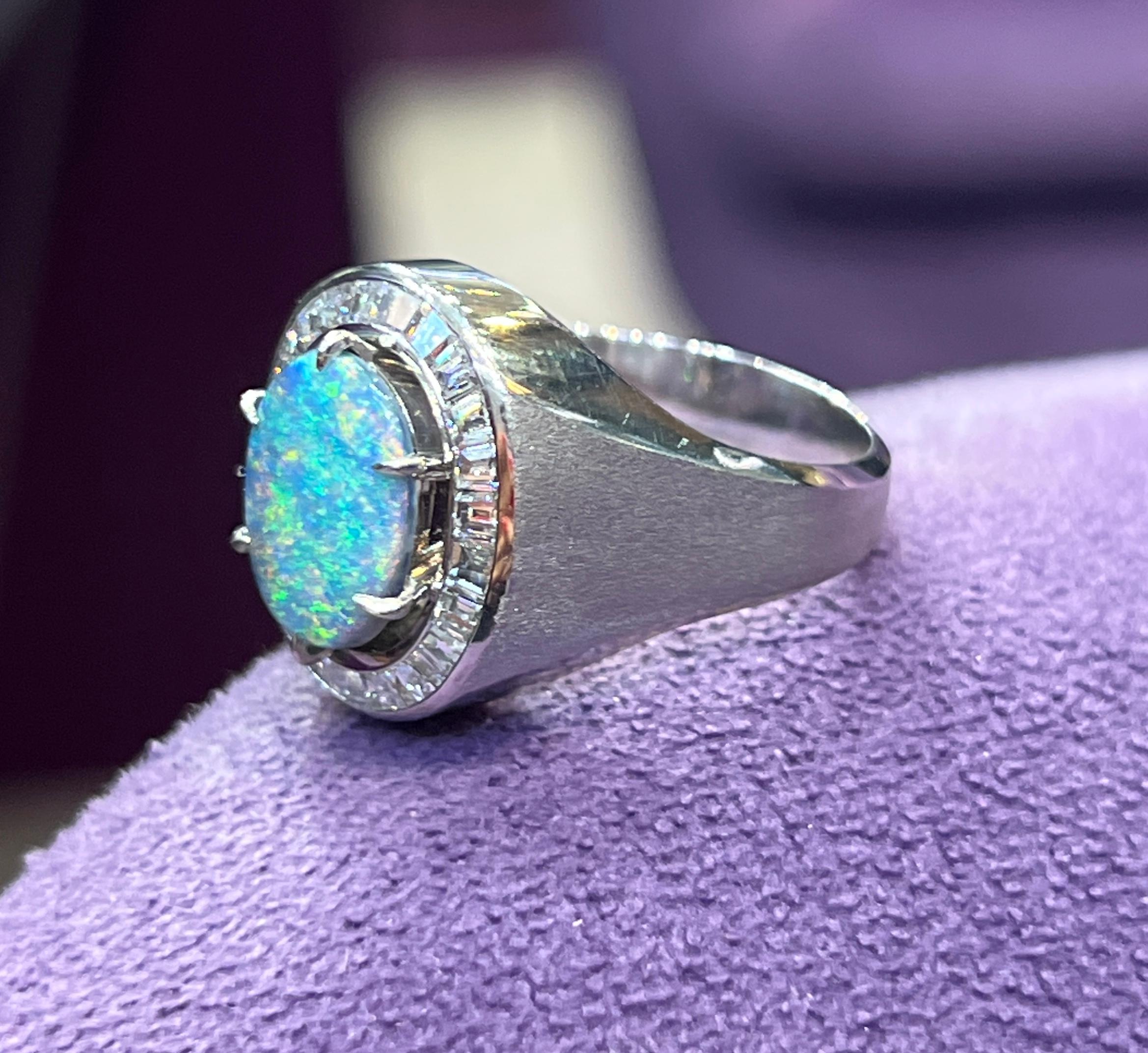 Men's Opal & Diamond Ring For Sale 2