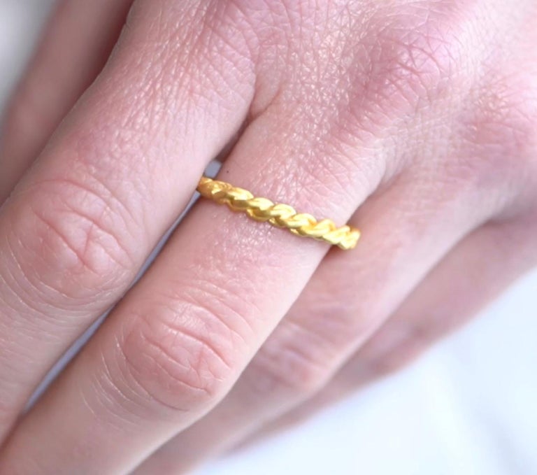Men's or Women's Rope Ring in 24kt Solid Gold For Sale at 1stDibs