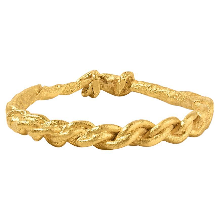 Herren- oder Damen-Seilring aus massivem 24-karätigem Gold im Angebot