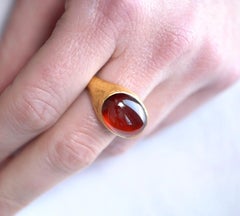 Men's Oval, Domed 14.4ct Garnet Ring in 24kt and Silver
