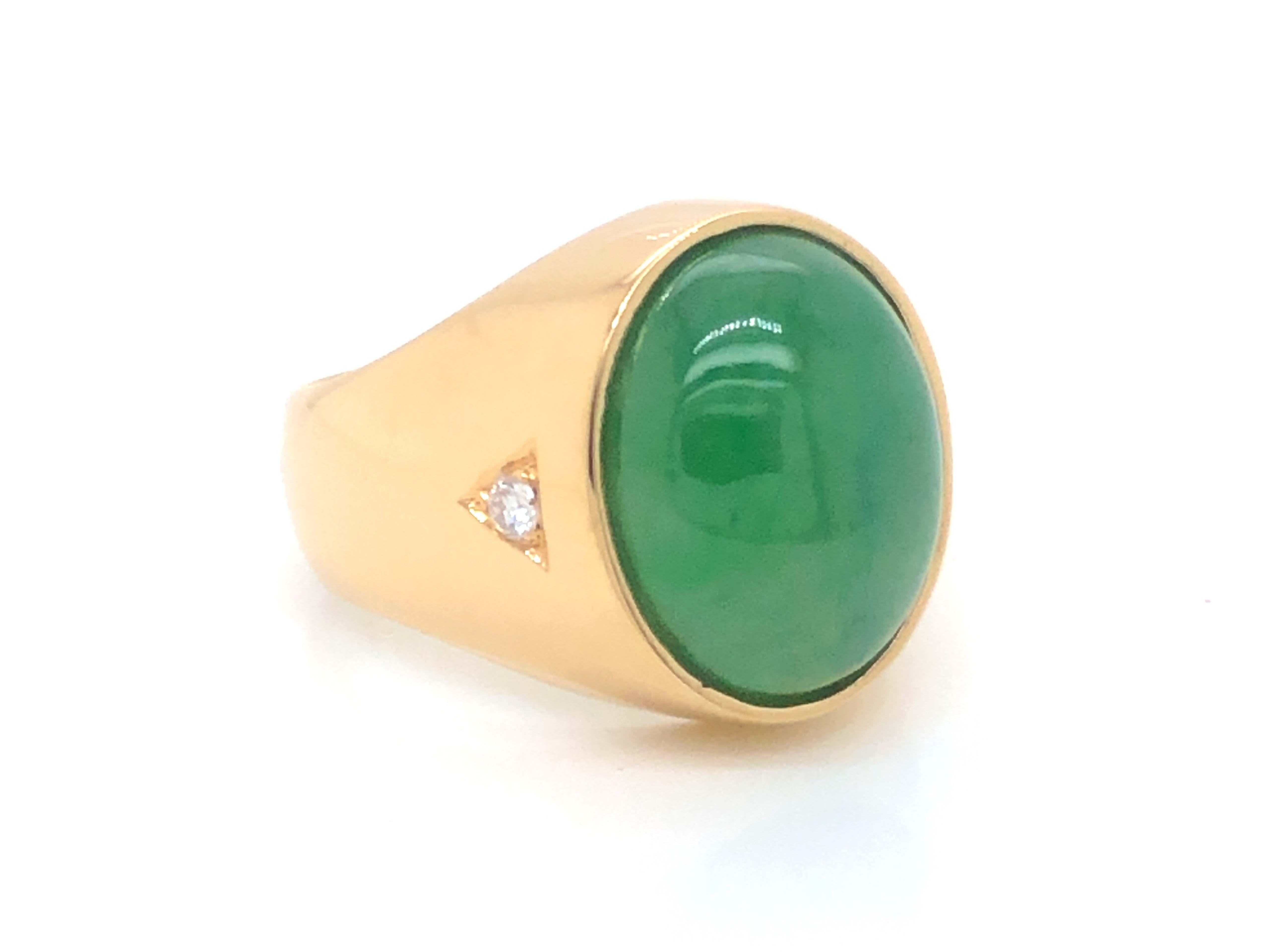 18k gold jade mens ring