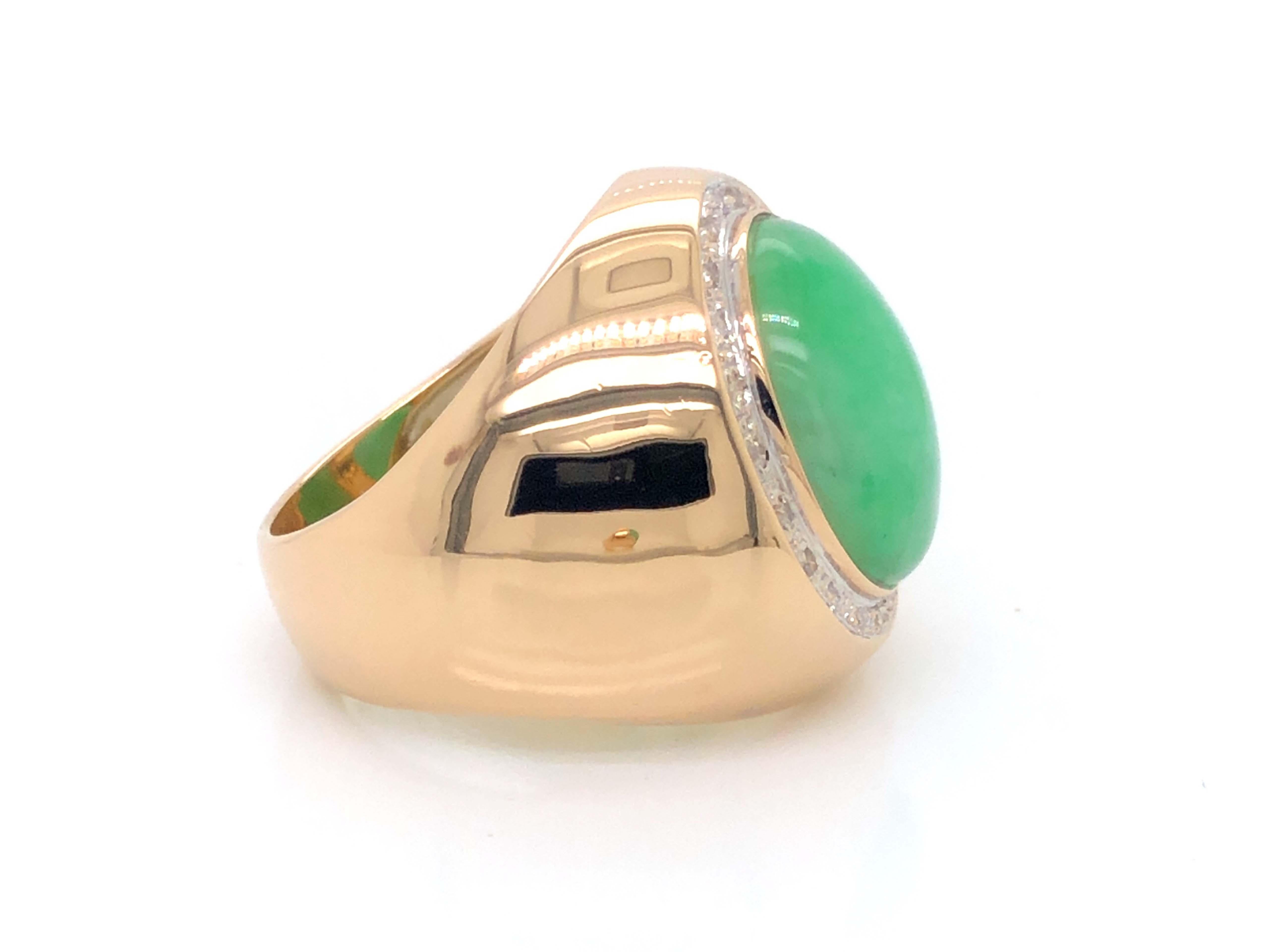 18k gold jade mens ring