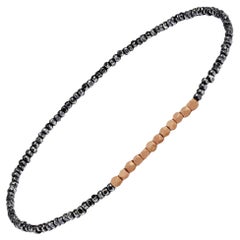 Men's Oxidised Silver Beaded Bracelet with Rose Gold by Allison Bryan