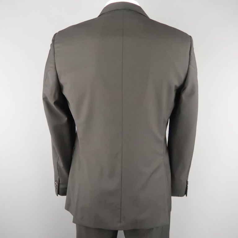 Men's PACO RABANNE 44 Black Tuxedo Stripe Collar Peak Lapel Suit at ...