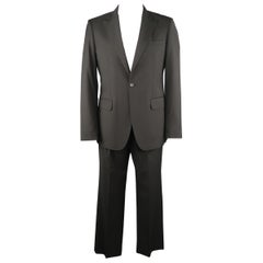 Men's PACO RABANNE 44 Black Tuxedo Stripe Collar Peak Lapel Suit