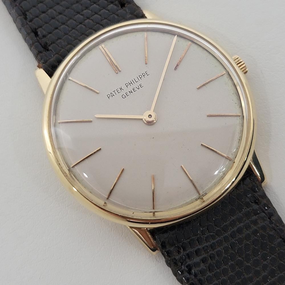 Mens Patek Philippe Calatrava 3536 18k Solid Gold 33mm Manual Wind 1960s RA481 In Excellent Condition In Beverly Hills, CA