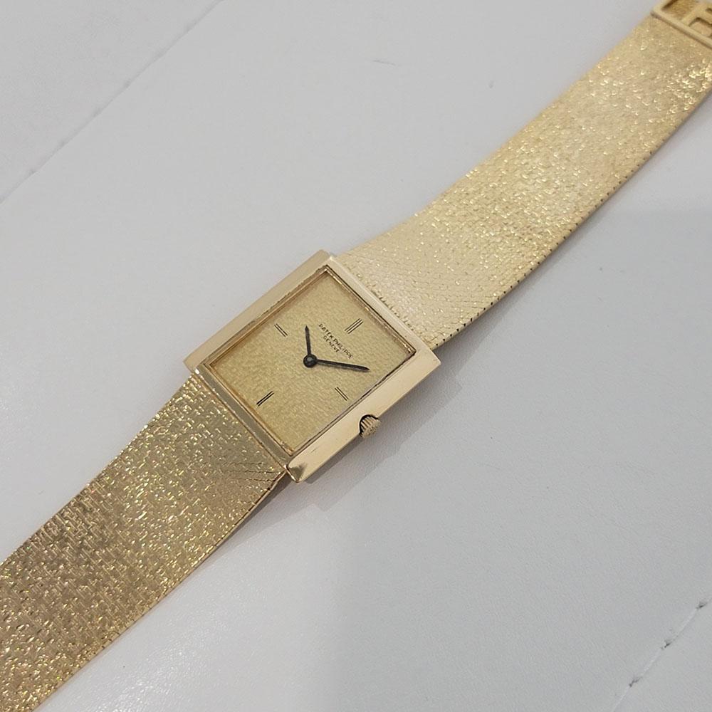 Mens Patek Philippe Gondolo 3491/3 18k Gold Hand Wind W Box 1960s RA344 In Excellent Condition In Beverly Hills, CA