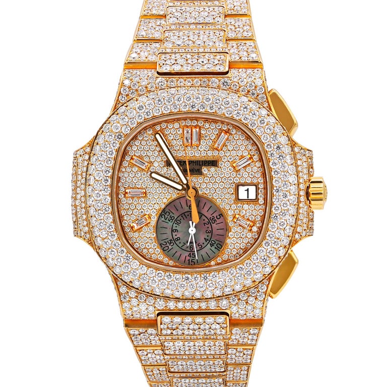 Gucci Custom New Mens I Digital Yellow Case Full Diamond Watch 7.5