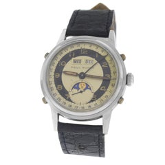 Men's Paul Buhre Vintage Day Date Moonphase Mechanical Steel Watch