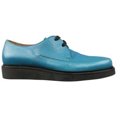 Creepers hommes PAUL SMITH Taille 8 Turquoise en cuir avec semelle en caoutchouc à lacets