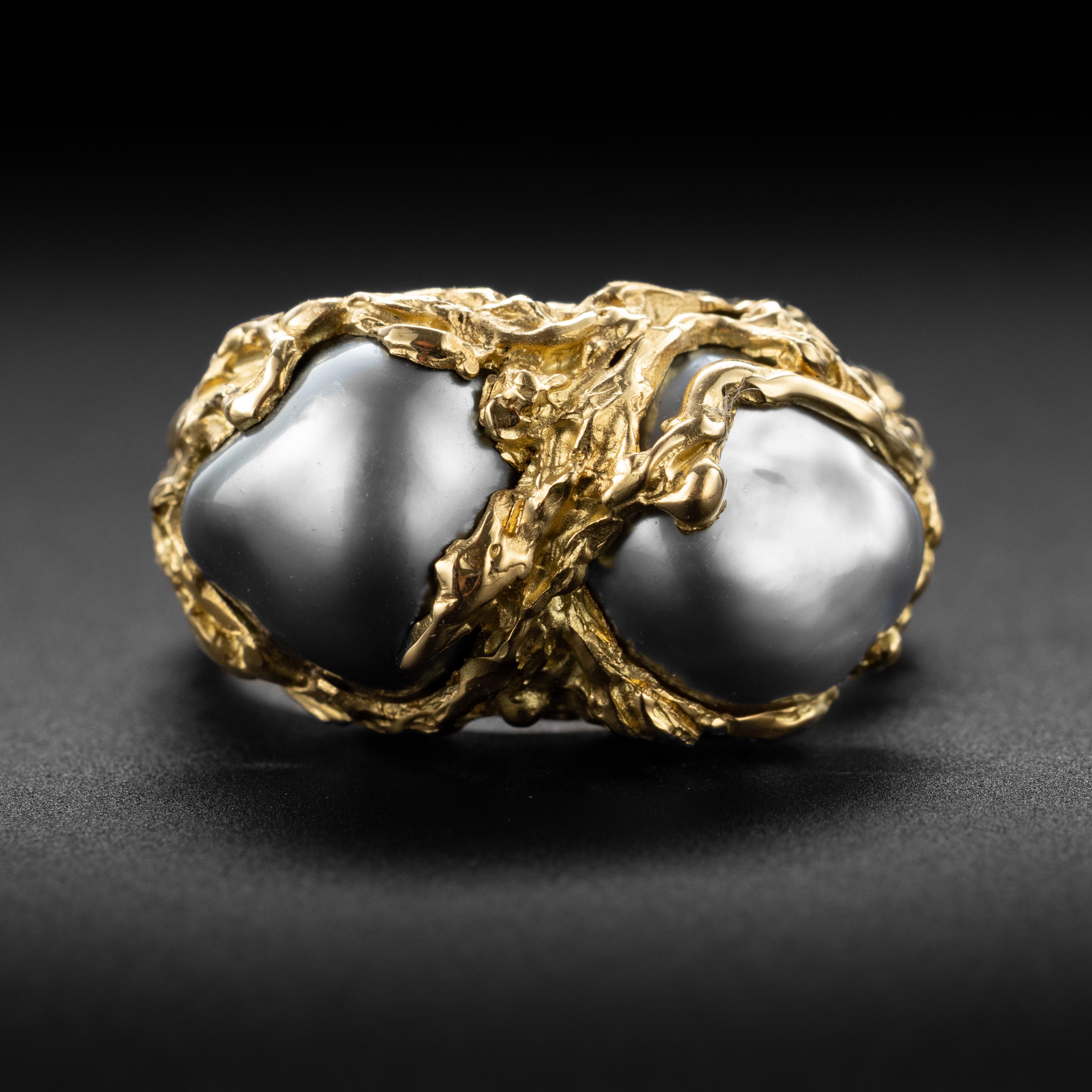 I commissioned this men's pearl ring from a jeweler in Australia because there really aren't any great pearl rings for men. And there ought to be: men have worn pearls throughout history; all the great kings of Europe wore pearls. Only when