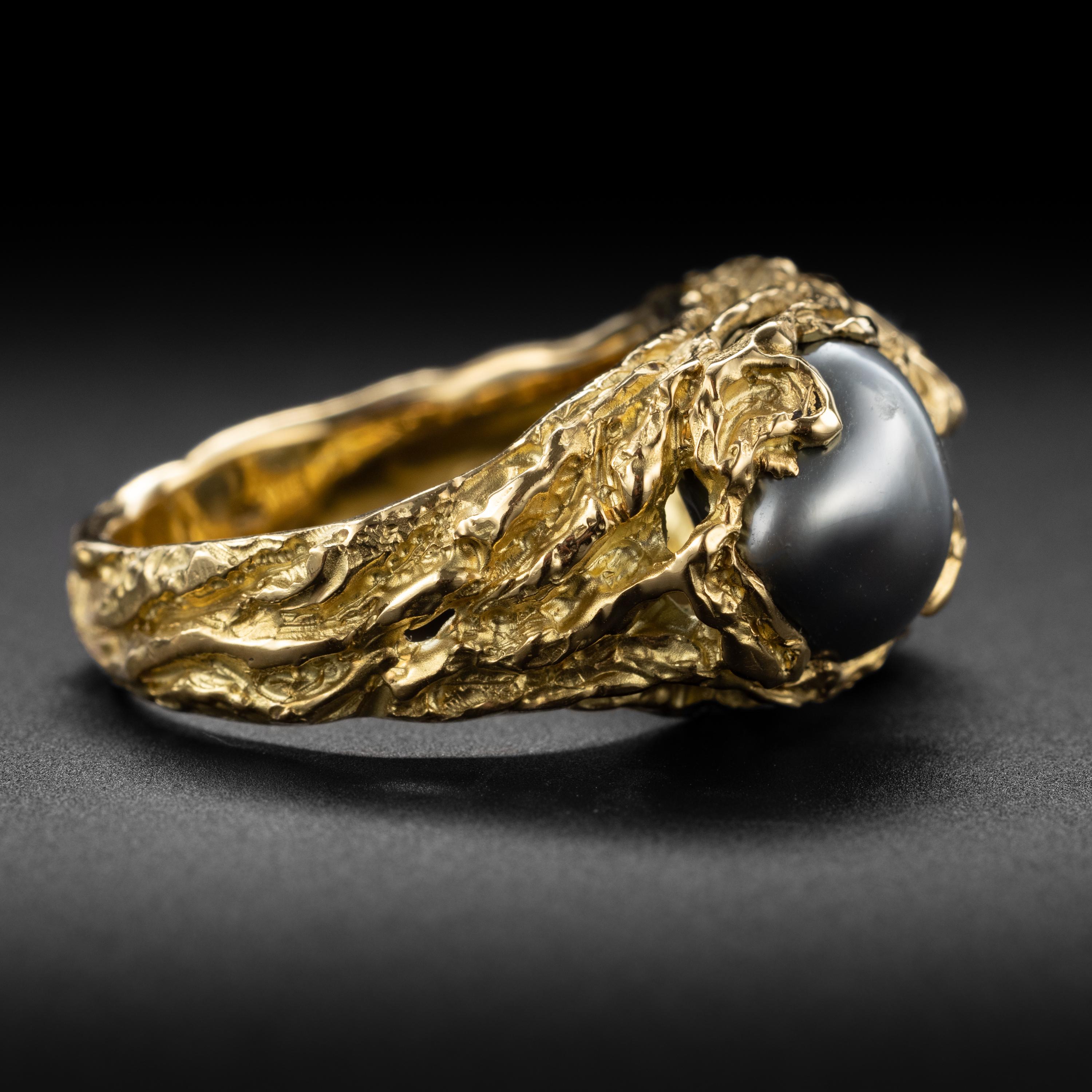 pearl gold ring for men