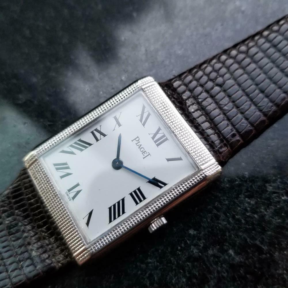 Retro Men's Piaget 18k White Gold Midsize Hand-Wind Dress Watch c.1970s Swiss LV624BRN