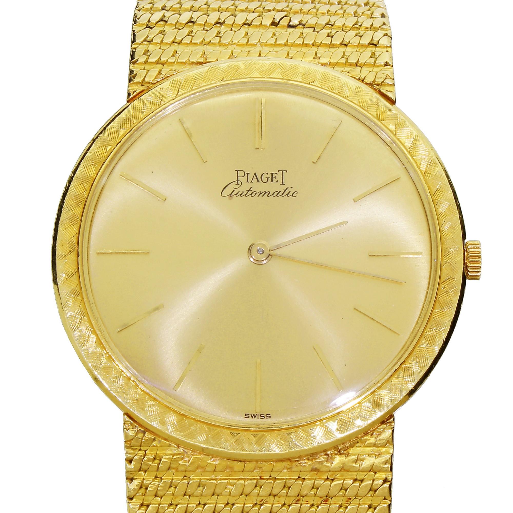 Men's Piaget Dress Watch 18 Karat Yellow Gold 30J Thin Automatic Wristwatch 2