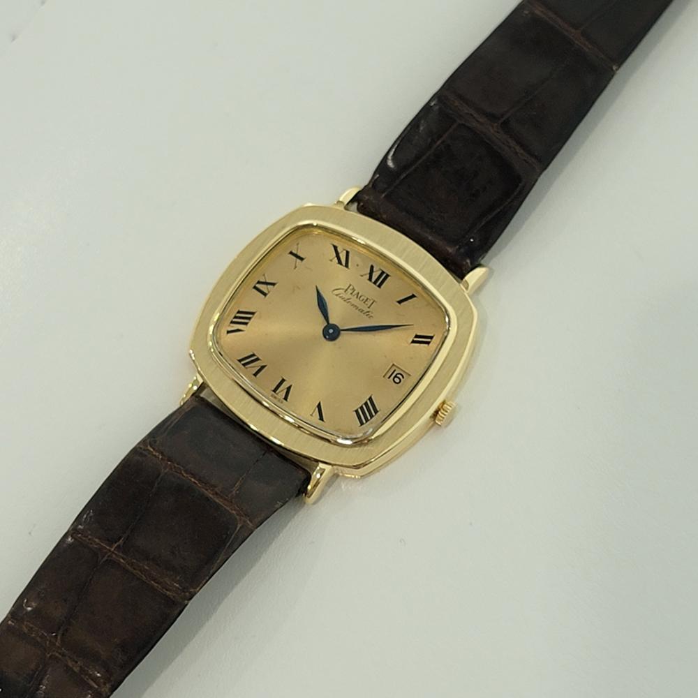 Mens Piaget Ref 13432 18k Gold automatic Dress 1970s All Original RA300 In Excellent Condition In Beverly Hills, CA