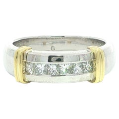 Men's Platinum 14k Yellow Gold 0.62ctw Channel Set Diamond Heavy Band Ring