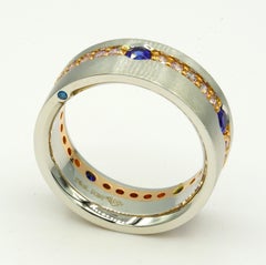 Men's Platinum 18kt Rose Ceylon Sapphire Pink Diamond Band Custom Made-To-Order