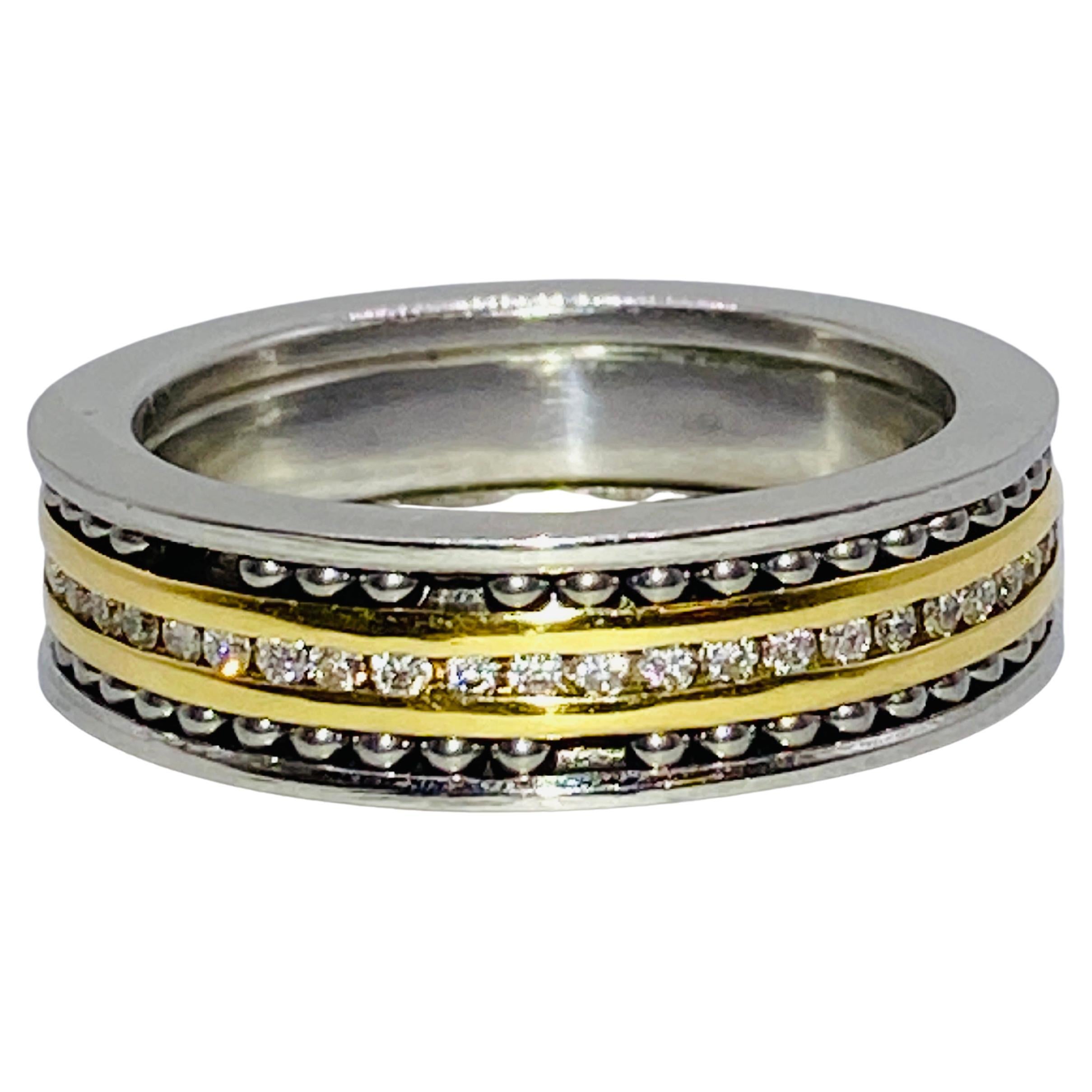 Men's Diamond Platinum and Yellow Gold Ball Bearing Band For Sale